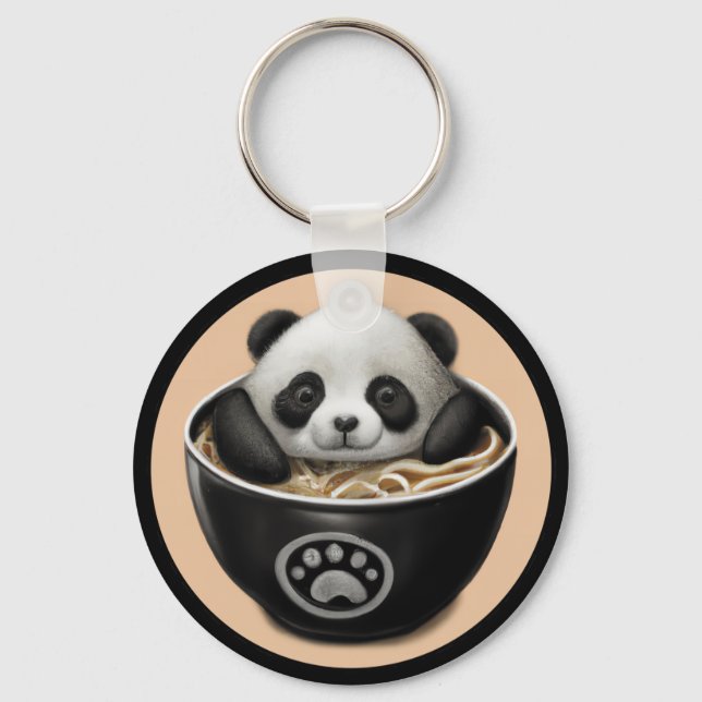 Porte-clés Bébé Mignonne Panda Ours Baigner Dans Un Bowl De R (Recto)