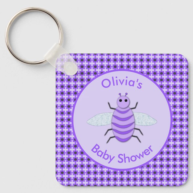 Porte-clés Bébé mou Bee Bee Baby shower neutre (Recto)
