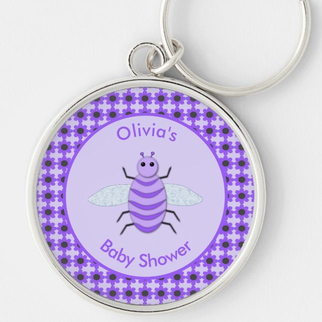 Porte-clés Bébé mou Bee Bee Baby shower neutre (Devant)