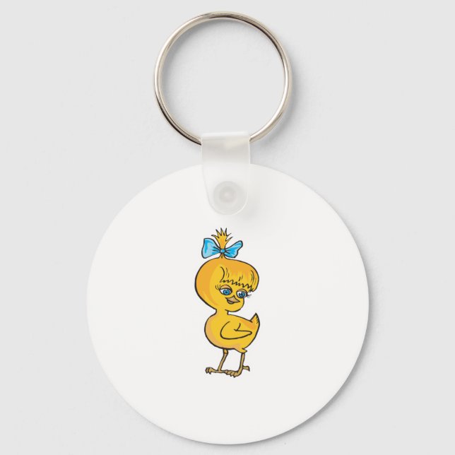 Porte-clés bébé poussin mignon avec un nœud (Recto)