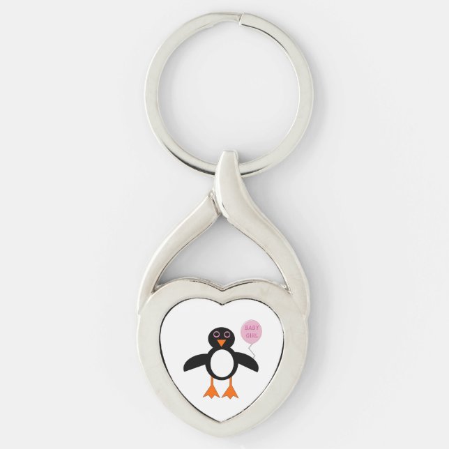 Porte-clés Bébé rose mignonne fille Porte - clé de pingouin (Devant)