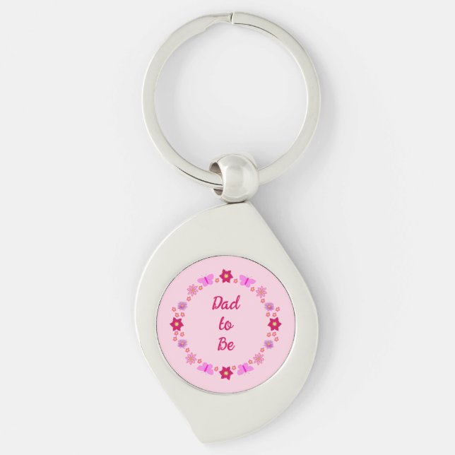 Porte-clés Bébé rose Papillons et fleurs personnalisés (Devant)