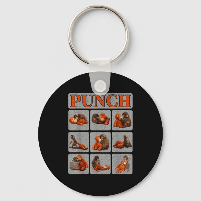 Porte-clés Bébé singe mignon nommé punch shirt punch monkey (Recto)
