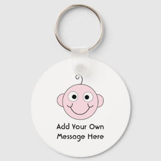 Porte-clés Bébé souriant mignon. Texte personnalisé.