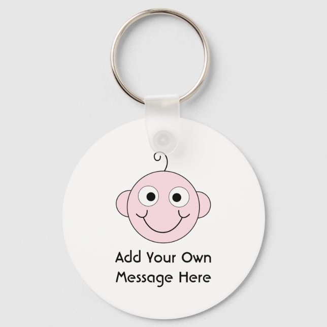 Porte-clés Bébé souriant mignon. Texte personnalisé. (Recto)