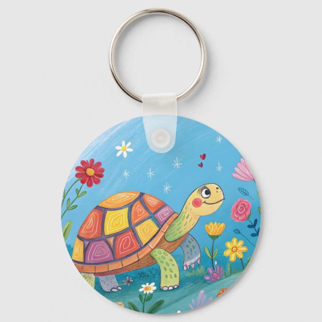 Porte-clés Bébé Tortue Dessinée (Recto)
