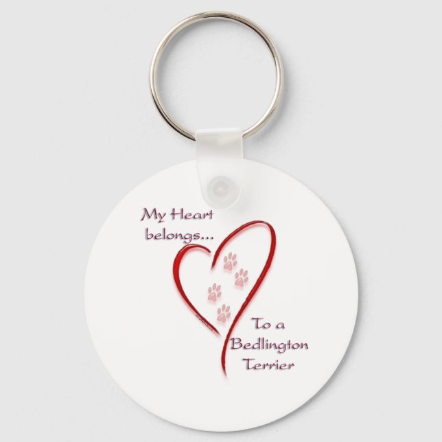 Porte-clés Bedlington Terrier Heart Belongs (Recto)