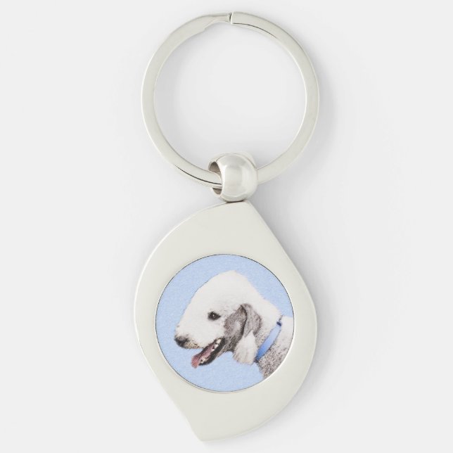 Porte-clés Bedlington Terrier Peinture - Art Chien original (Devant)