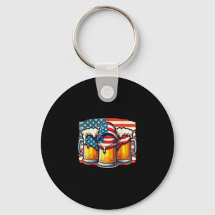 Porte-clés Beer American Drapeau 4 juillet Hommes Femmes Boir