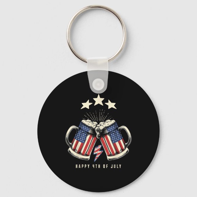 Porte-clés Beer American Flag 4th Of July Men Women Merica Dr (Recto)