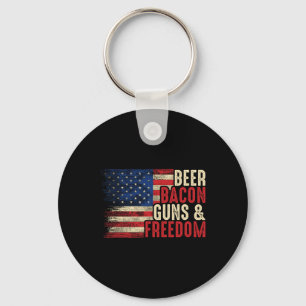 Porte-clés Beer Bycon Guns And Freedom - Bbq Vintage Drapeau 