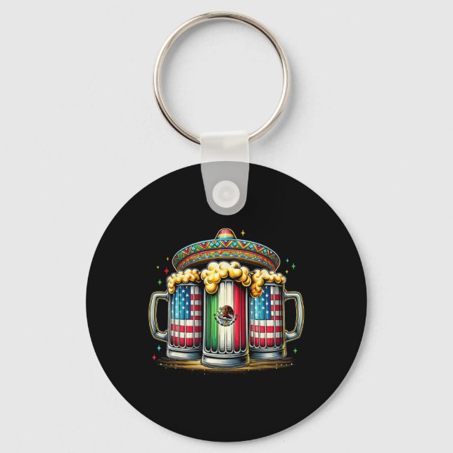 Porte-clés Beer Mexican Usa Drapeau Cinco De Mayo Boisson Par (Recto)