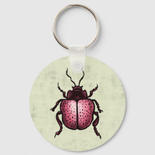 Porte-clés Beetle rose QR Code Cute Insect Art Entomologie