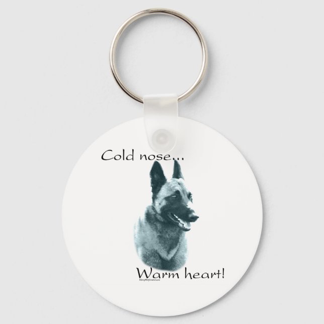 Porte-clés Belge Malinois Froid Nez Chaud Coeur Keychain (Recto)