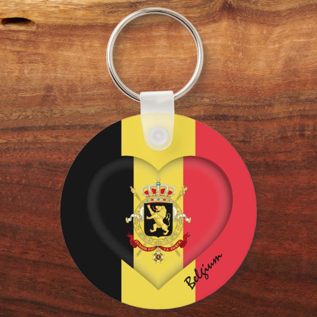 Porte-clés Belgique & Coeur, Belge Drapeau mode / sports (Recto)