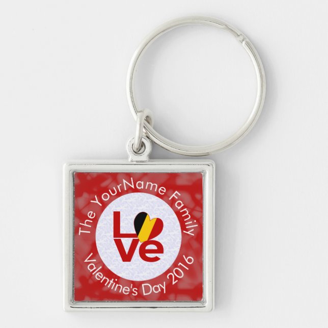 Porte-clés Belgique Red LOVE Drapeau personnalisé (Devant)