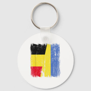 Porte-clés Belgique Ukraine Demi-Drapeau Héritage Belge Ukrai