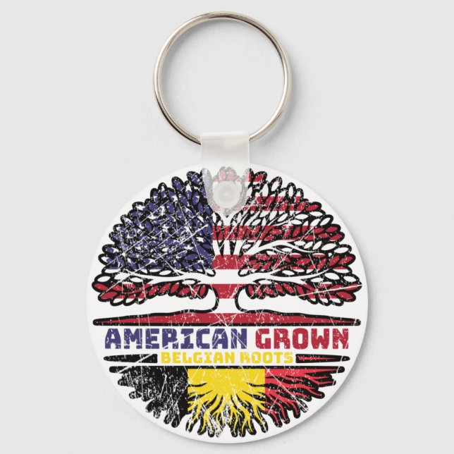 Porte-clés Belgium Belgian US American États-Unis Tree (Recto)