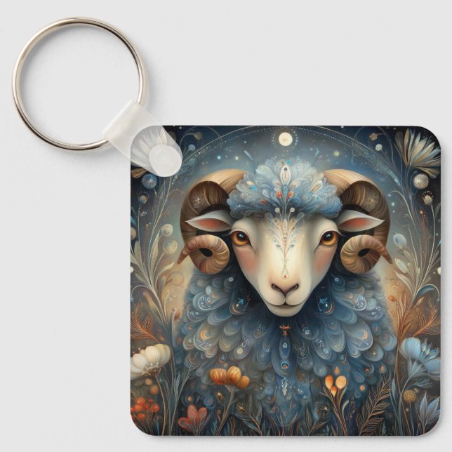 Porte-clés Bélier Aries Zodiaque Astrologie Céleste Anniversa (Recto)