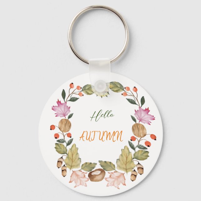 Porte-clés Belle aquarelle couronne d'automne (Recto)