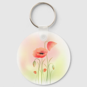Porte-clés Belle aquarelle Fleur de Pavot