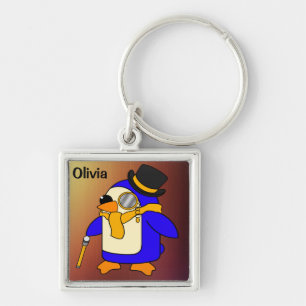 Porte-clés Belle bande dessinée pingouin jaune soleil