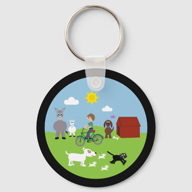 Porte-clés Belle Cartoon Animaux et Vélo d'équitation (Recto)