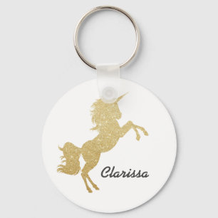 Porte-clés Belle chick girly or parties scintillant licorne