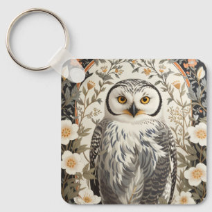 Porte-clés Belle Chouette Harfang Inspirée de William Morris