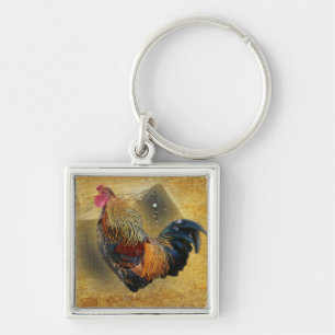 Porte-clés Belle coop de poulet rôti et de grange rustique
