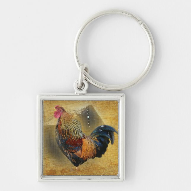 Porte-clés Belle coop de poulet rôti et de grange rustique (Devant)