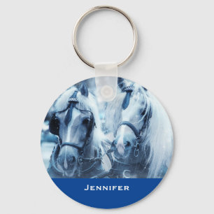 Porte-clés Belle équipe Cheval Hiver Conduite photo
