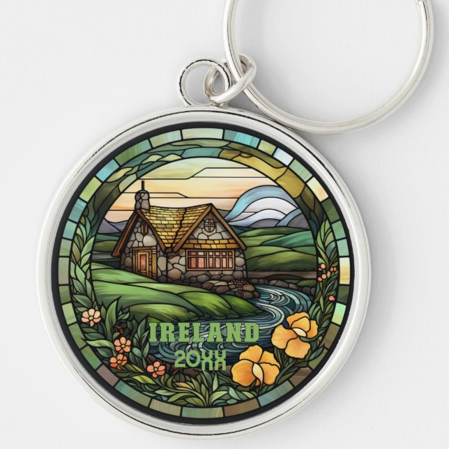 Porte-clés Belle Faux Vitrail Irlande Souvenir (Devant)