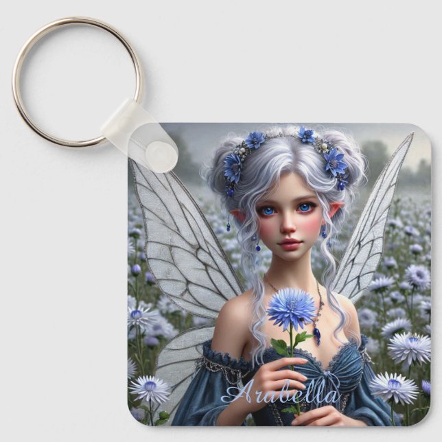 Porte-clés Belle fée de septembre en Asters (Recto)
