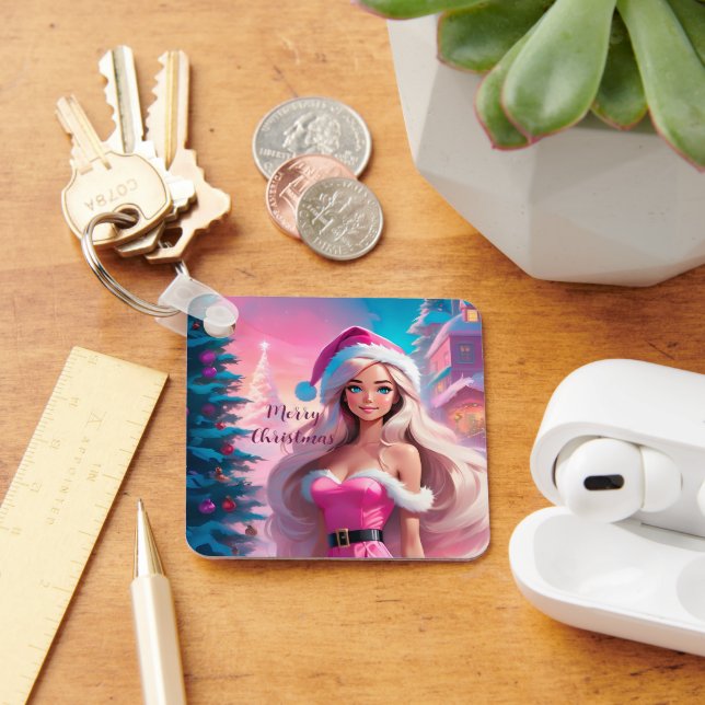 Porte-clés Belle fille de Noël rose 01 (Bureau)