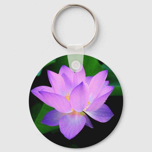 Porte-clés Belle fleur de lotus violet dans l'eau (Recto)