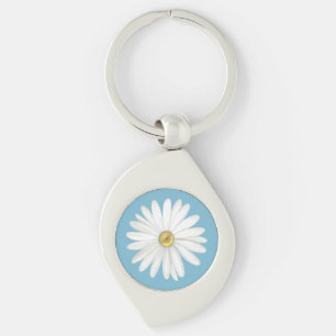 Porte-clés Belle fleur de marguerite sur turquoise sarcelle