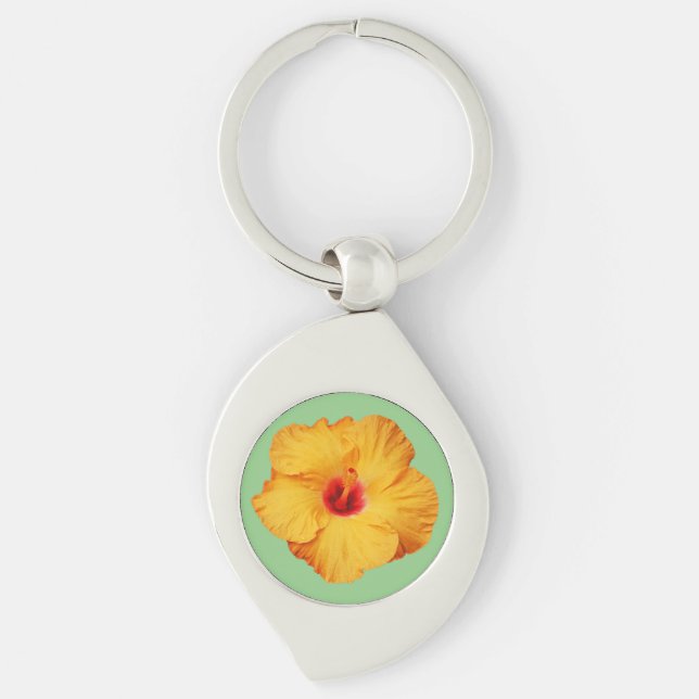 Porte-clés Belle fleur d'hibiscus orange (Devant)