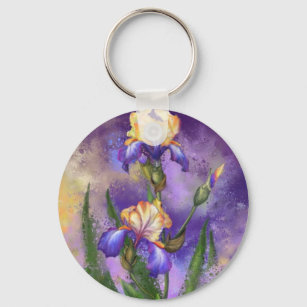 Porte-clés Belle Fleur d'Iris - Peinture d'Art Migned