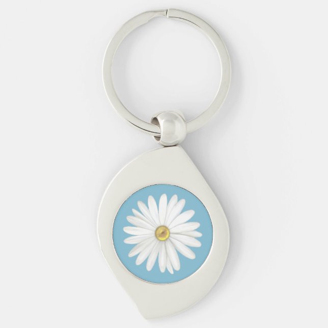 Porte-clés Belle Fleur marguerite sur Turquoise Turquoise (Devant)