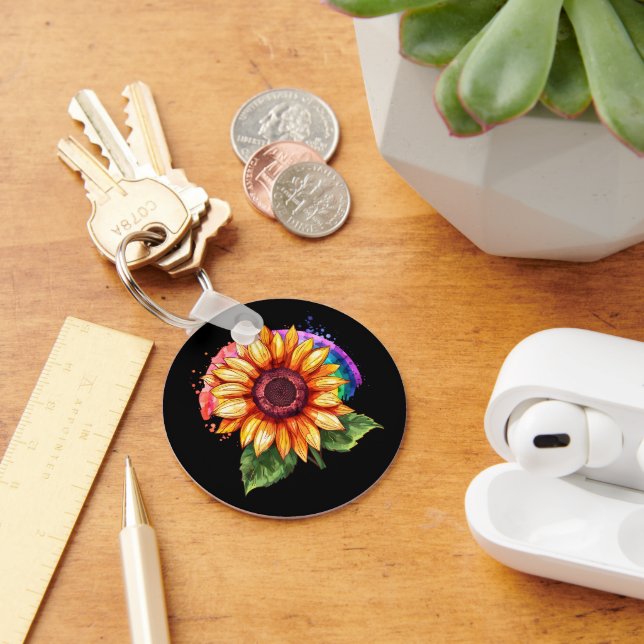 Porte-clés belle impression élégante avec tournesol (Bureau)