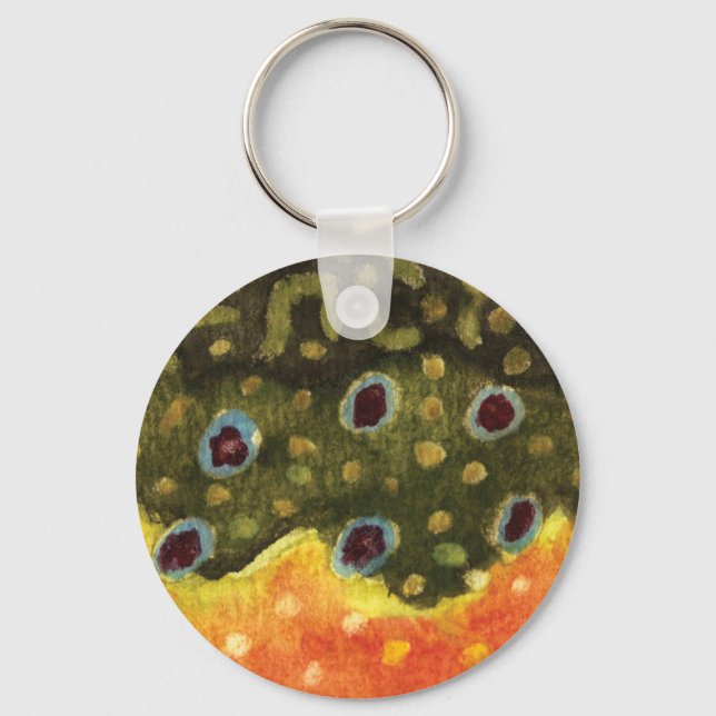 Porte-clés Belle pêche à la truite de ruisseau (Recto)