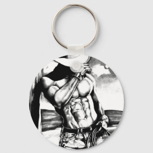 Porte-clés Belle peinture dessin beau Cowboy Bodybuilder
