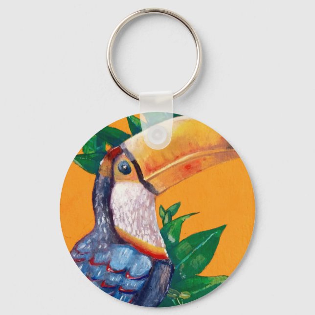 Porte-clés Belle peinture d'oiseaux Toucan (Recto)