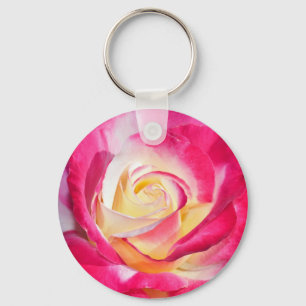 Porte-clés Belle rose rose et jaune