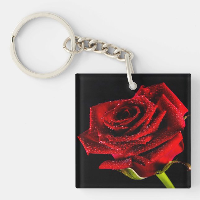 Porte-clés Belle rose rouge (Devant)