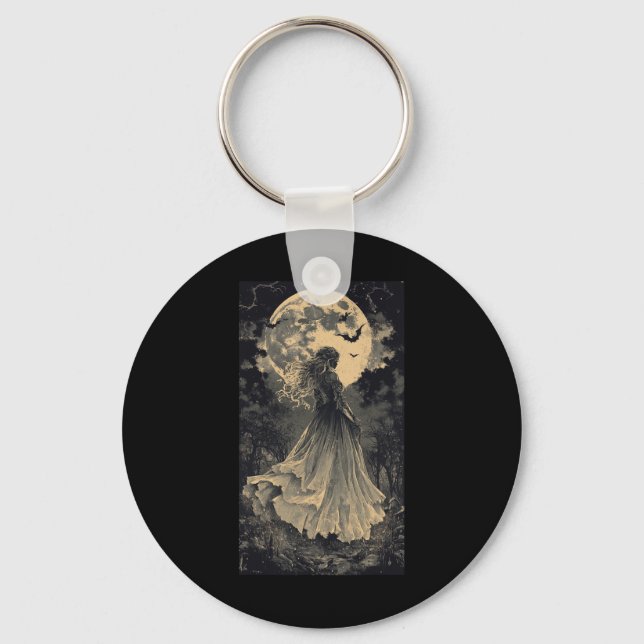 Porte-clés Belle Sorcière Imaginaire gothique Vampire Lune (Recto)