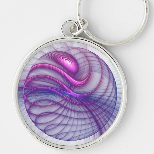 Porte-clés Belle Swing Moderne Art Fractal Abstrait Rose (Devant)