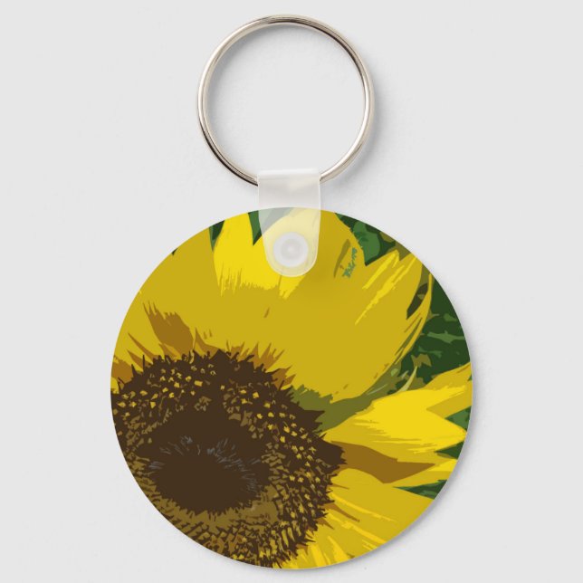 Porte-clés Belle Tournesol Jaune Peint Vibrant Fleur (Recto)