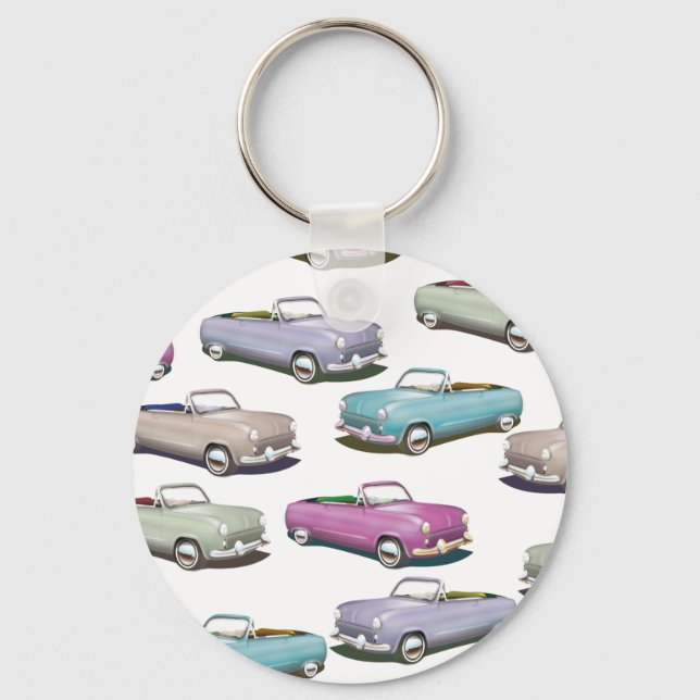 Porte-clés Belle voiture vintage classique motif (Recto)